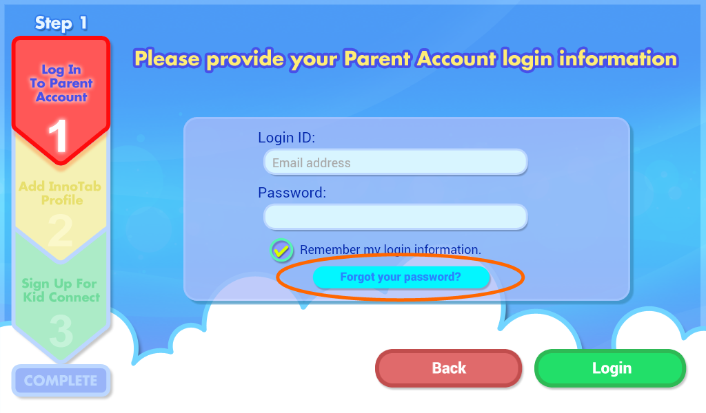 Login page