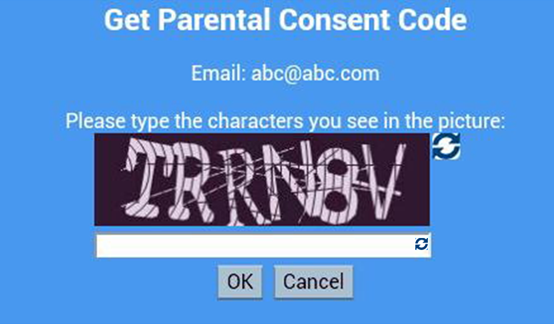 Get Parental Consent Code page