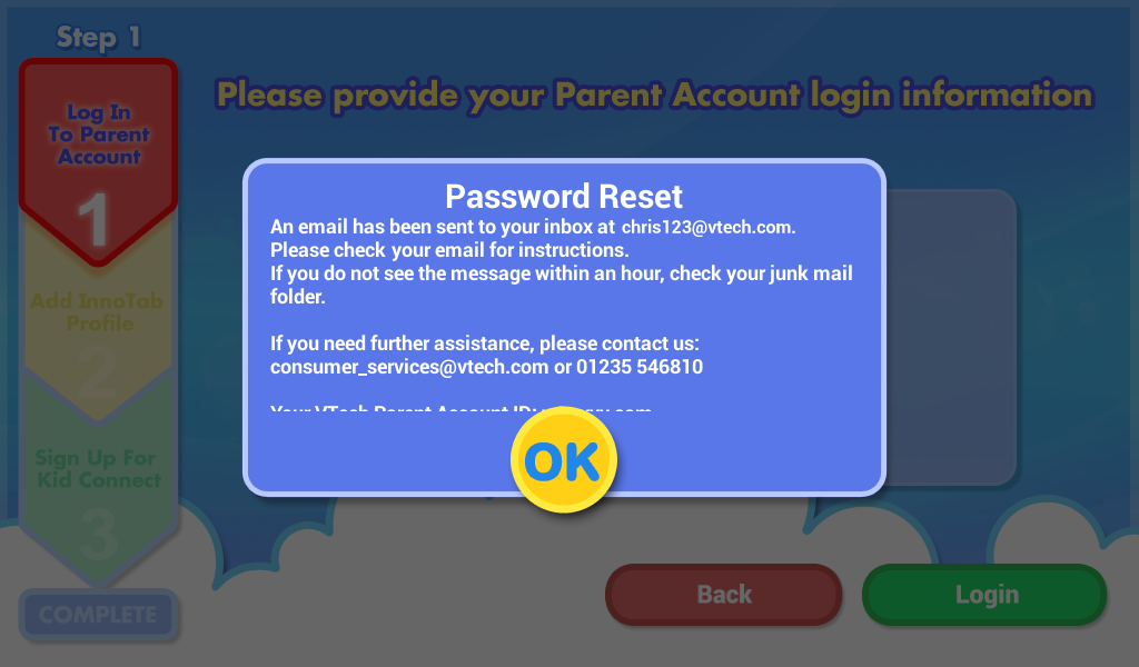 Password reset dialog