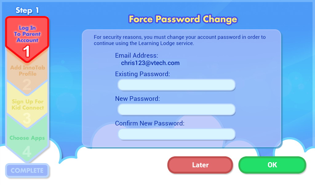 Force Password Change screen capture