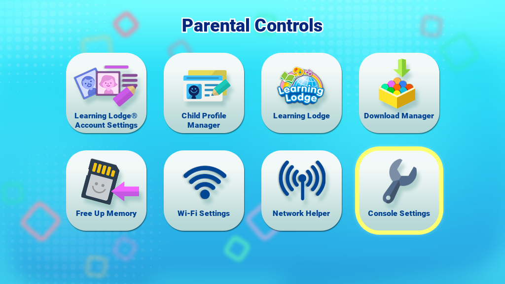 Console Settings icon on the Parental Controls menu