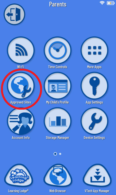 Approved Sites from the Parent Settings menu