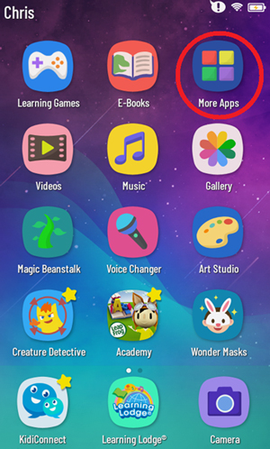 Select 'More Apps' from the child's Home screen