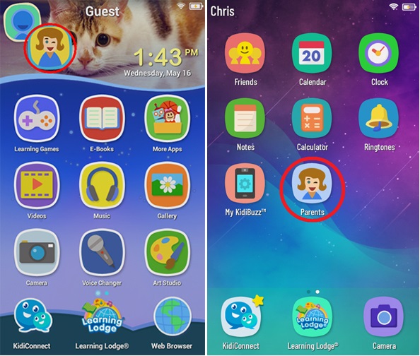 Screen: Original Kidibuzz&trade; System Home