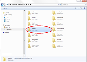 Screen: Choose Music folder of internal storage on PC