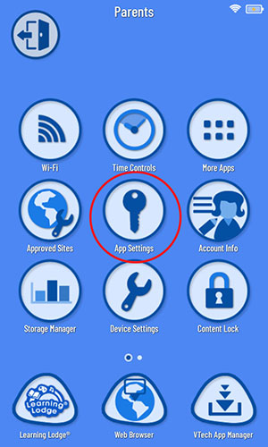 App Settings icon on Parent Settings menu