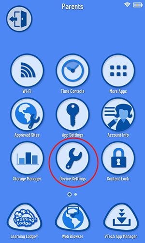 Device Settings in Parent Settings menu