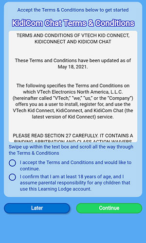 Screen: Agree to the Terms and Conditions