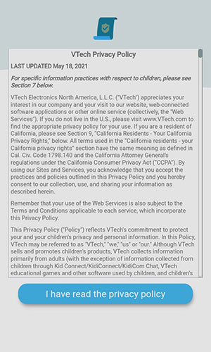 Screen: Privacy Policy.
