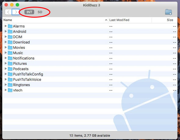 Screen: Internal storage or SD card on Mac