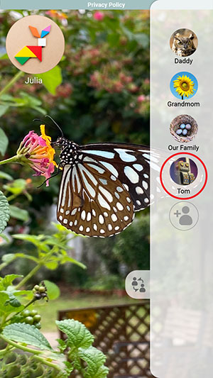 Show A Friend List panel will then appear with your family members' images displayed