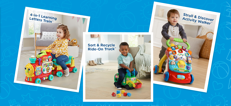 4 in 1 Learning Letters Train, Sort & Recyle Ride On Truck and Stroll & Discover Activity Walker