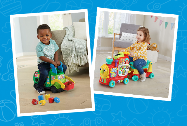 4 in 1 Learning Letters Train, Sort & Recyle Ride On Truck and Stroll & Discover Activity Walker