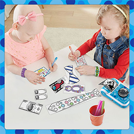 Children coloring instant prints from KidiZoom PrintCam.