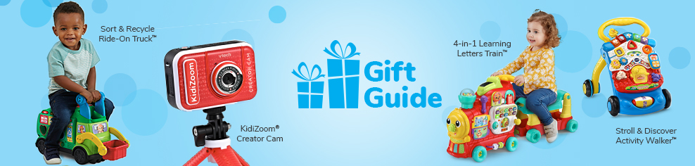 VTech Gift Guide Gift Guide. Sort & Recycle Ride On Truck. KidiZoom Creator Cam. 4 in 1 Learning Letters Train. Stroll & Discover Activity Walker.